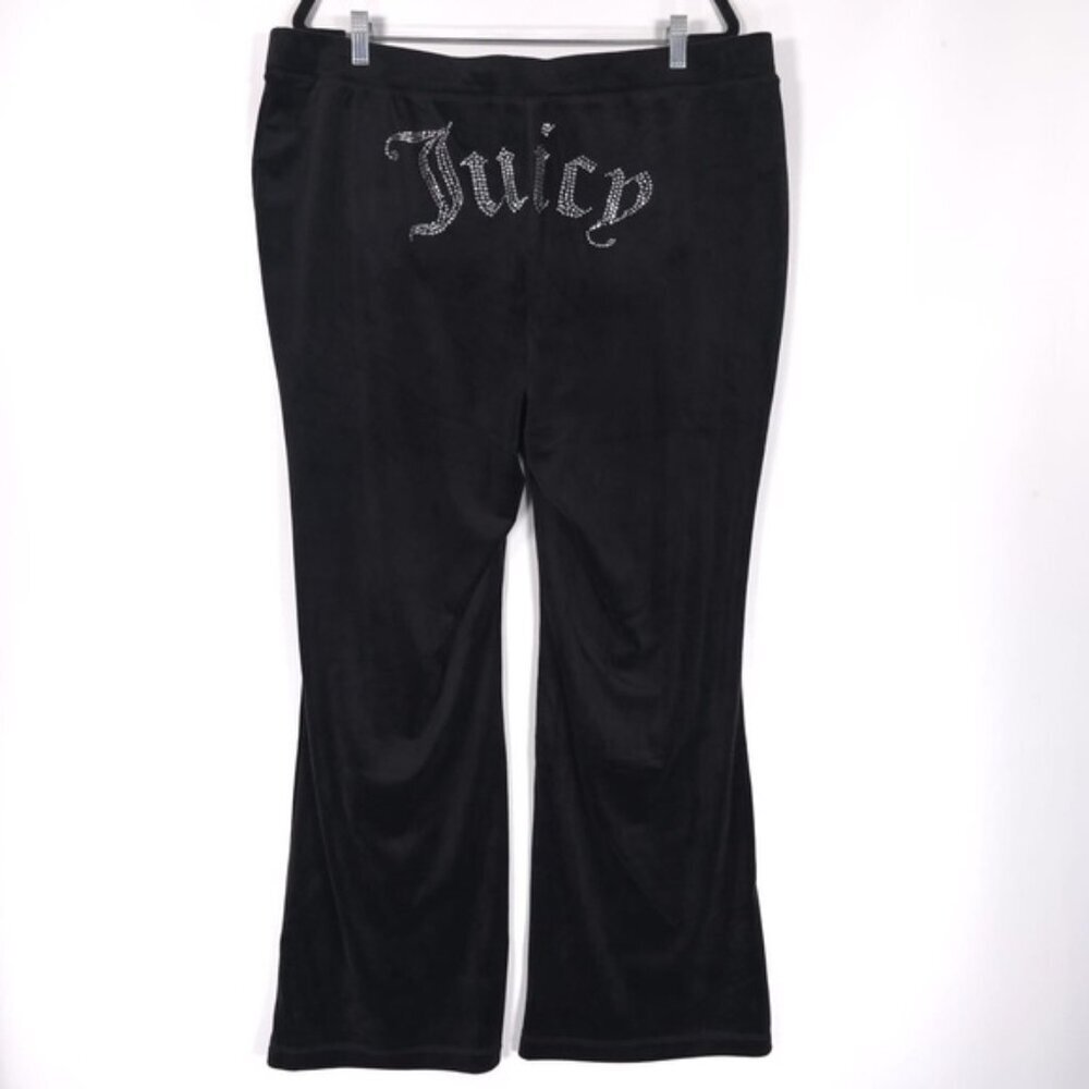 NWT Juicy Couture Black OG Big Bling Velour Track Pant 1X Plus Size Pull On Y2K - Picture 7 of 16